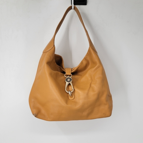 Dooney & Bourke Vintage Samba Logo Lock Sac Keyring Leather Tan Hobo Bag - Picture 1 of 15